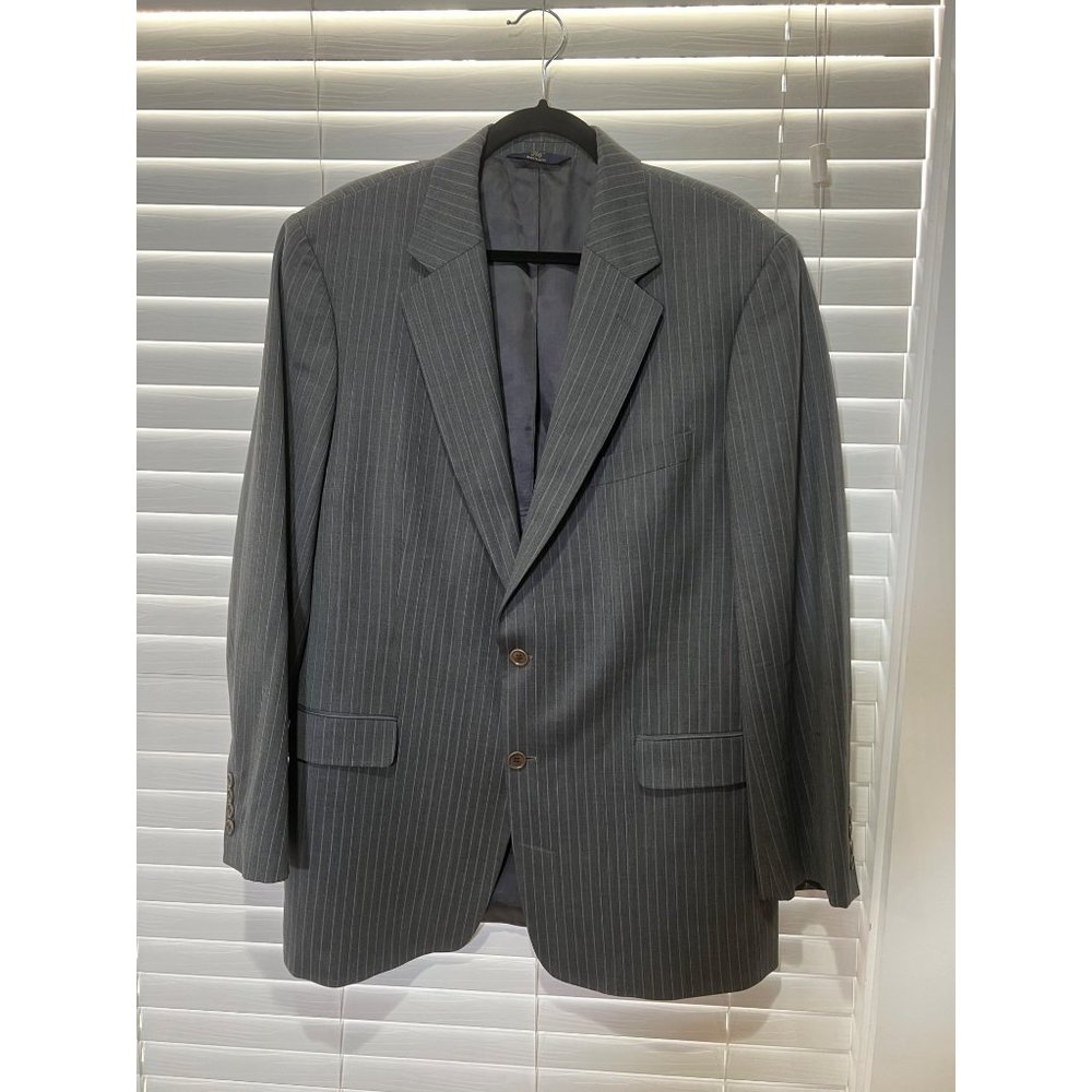Brooks Brothers 346 Mens 44L Grey Pinstripe Stretch Wool 2-Button Blazer Jacket